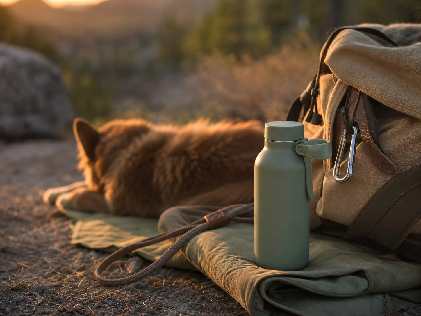 2-in-1 Dog Travel Water Bottle outdoors