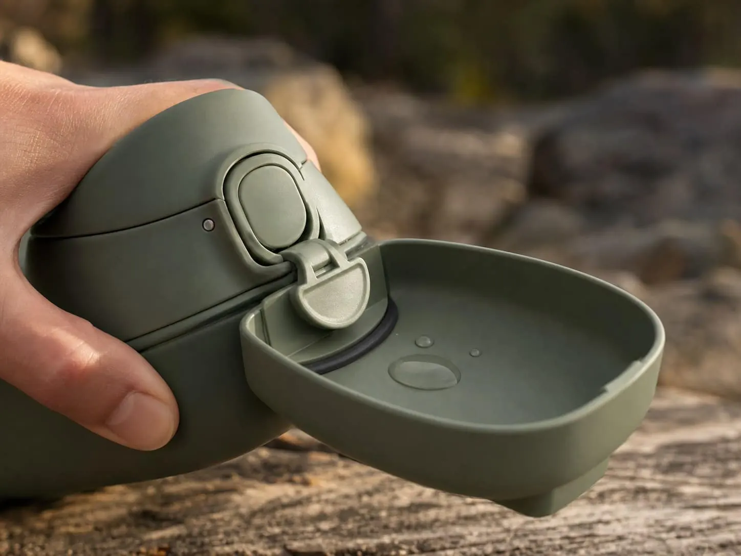 2-in-1 Dog Travel Water Bottle packed for a trip